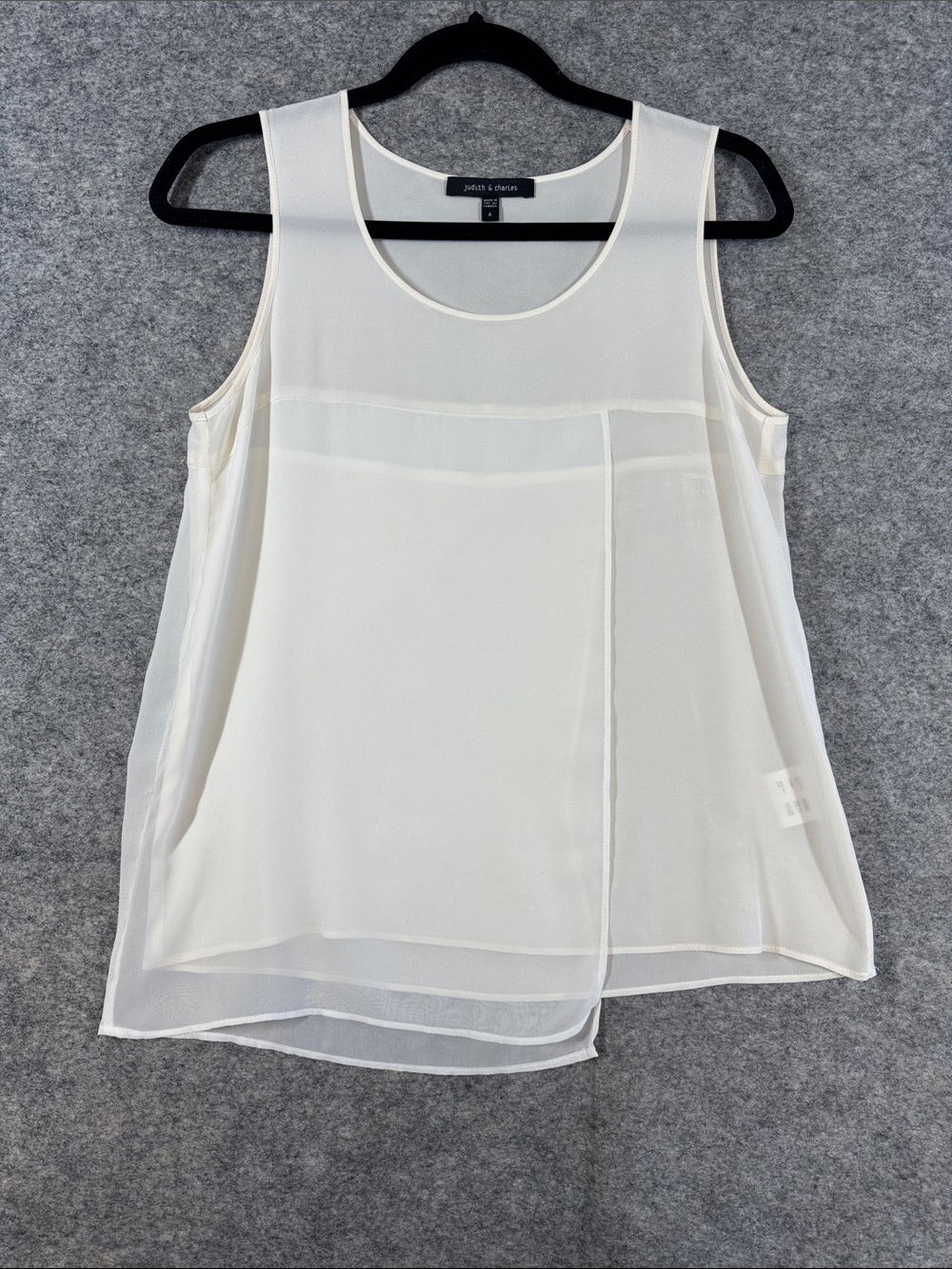 Judith & Charles  Silk Cream Sheer Layered Sleeveless Tank Size 6 Minimalist